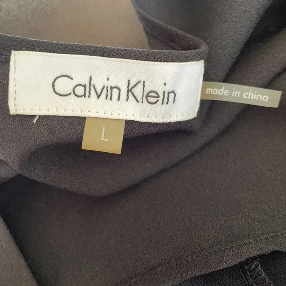 Calvin Klein Black Hi Lo Polyester Sleeveless Blouse Women’s Size Large - Picture 2 of 7